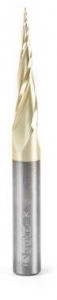 Amana Tool 46580 CNC 2D and 3D Carving 6.2 Deg Tapered Angle Ball Nose x 1/32 D x 1/64 R x 1-1/2 CH x 3/8 SHK x 3-1/2 Inch Long x 3 Flute SC ZrN Coated Router Bit