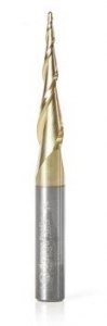 Amana Tool 46256 CNC 2D and 3D Carving 5.4 Deg Tapered Angle Ball Nose x 1mm D x 0.5mm R x 1-7/64 CH x 1/4 SHK x 2-23/64 Inch Long x 2 Flute SC ZrN Coated Router Bit