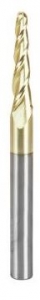 Amana Tool 46286-5, 5-Pack CNC 2D and 3D Carving 3.6 Deg Tapered Angle Ball Nose x 1/8 D x 1/16 R x 1 CH x 1/4 SHK x 3 Inch Long x 3 Flute SC ZrN Coated Router Bits