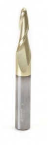 Amana Tool 46285 CNC 2D and 3D Carving 5 Deg Tapered Angle Ball Nose x 1/4 D x 1/8 R x 1-3/8 CH x 1/2 SHK x 4 Inch Long x 2 Flute SC ZrN Coated Router Bit