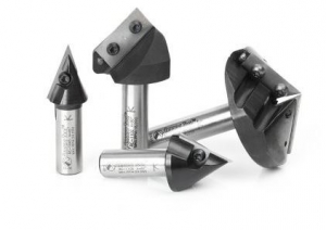 Amana Tool AMS-150 4-Pc 3D CNC Signmaking, Lettering & Engraving Insert SC 45, 60, 90 & 120 Deg x 1/2 SHK V-Groove Router Bit Set