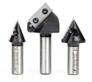 Amana Tool AMS-157 3-Pc 3D CNC Signmaking, Lettering & Engraving Insert SC 45, 60, & 90 Deg x 1/2 SHK V-Groove Router Bit Pack