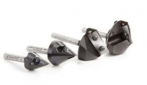 Amana Tool AMS-225 4-Pc 3D CNC Signmaking, Lettering & Engraving Insert SC 45, 60, 90 & 120 Deg x 1/4 SHK V-Groove Router Bit Collection