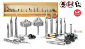 18-Pc CNC Signmaking Advanced Router Bit Collection, 1/4 Inch Shank