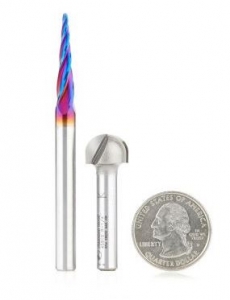 2-Pc CNC Solid Carbide and Carbide Tipped Carving 2D/Core Box Router Bit Pack, 1/4 Inch Shank