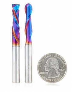 2-Pc CNC Solid Carbide Spektra Extreme Tool Life Coated Signmaking Router Bit Pack, 1/4 Inch Shank
