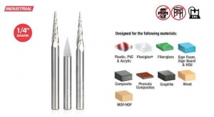 Amana Tool AMS-107 CNC Ultimate Solid Carbide 2D/3D Carving/Engraving 3-Pc Pack - Uncoated