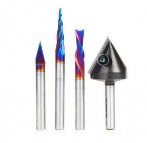 Amana Tool AMS-102 X-Carve 4-Pc CNC Router Bit Starter Pack, 1/4 Inch Shank
