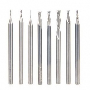 Amana Tool AMS-212 8-Pc Spiral Flute Plunge Down-Cut Set, 1/8 Inch Shank
