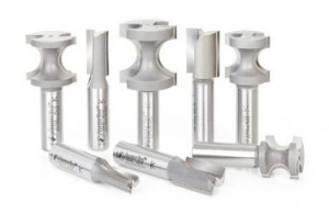 Amana Tool AMS-407 8-Pc Carbide Tipped Straight and Bullnose Router Bit Combo Set, 1/2 Inch Shank