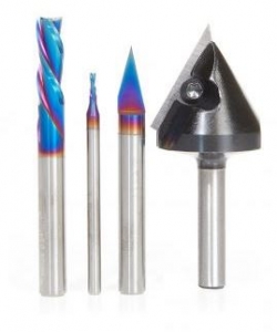 Amana Tool AMS-158 JMC CNC 4-Pc Starter Router Bit Pack, 1/8 and 1/4 Inch Shank