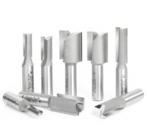 Amana Tool AMS-104 8-Pc Carbide Tipped Straight Plunge High Production Collection, 1/2 Inch Shank