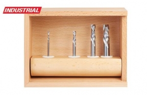 Amana Tool AMS-182 4-Pc CNC Solid Carbide Compression Spiral Router Bit Collection