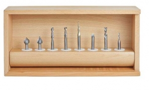 Amana Tool AMS-177 8-Pc CNC V-Groove, Point Roundover and Multi-Purpose 1/4 SHK Router Bit Collection
