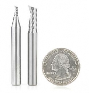 Amana Tool AMS-194 2-Pc CNC Aluminum Cutting Solid Carbide Spiral 'O' Flute 1/4 Inch SHK Router Bit Pack