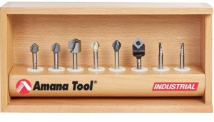 Amana Tool AMS-151 8-Pc V-Groove for Double Edge Folding Aluminum Composite Material (ACM) Panels Router Bit Collection, 1/4 Inch Shank