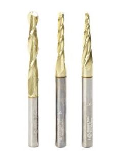 Amana Tool AMS-146 3-Pc CNC 2D and 3D Carving Ball Nose ZrN Coated SC 1/4 Inch SHK Router Bit Collection Includes 46282 (1/16), 46286 (1/8) & 46294 (1/4 D.)