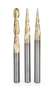 Amana Tool AMS-185 3-Pc CNC 2D and 3D Carving Ball Nose ZrN Coated SC 1/4 Inch SHK Router Bit Collection Includes 46280 (1/32), 46282 (1/16) & 46294 (1/4 D.)
