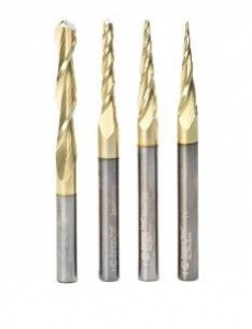 Amana Tool AMS-148 4-Pc CNC 2D and 3D Carving Ball Nose ZrN Coated SC 1/4 Inch SHK Router Bit Collection Includes 46280 (1/32), 46282 (1/16), 46286 (1/8) & 46294 (1/4 D.)