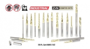 Amana Tool AMS-143 18-Pc CNC 2D and 3D Carving Ball Nose & Flat Bottom ZrN Coated Solid Carbide Router Bit Collection
