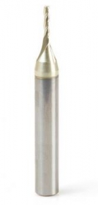 Amana Tool 46290 CNC 2D and 3D Carving 0.10 Deg Tapered Angle Flat Bottom x 1/16 D x 5/16 CH x 1/4 SHK x 2 Inch Long x 3 Flute SC ZrN Coated Router Bit
