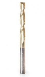 Amana Tool 46585 CNC 2D and 3D Carving 0.10 Deg Angle Straight Flat Bottom x 6mm D x 38mm CH x 6mm SHK x 75mm Long x 2 Flute SC ZrN Coated Router Bit