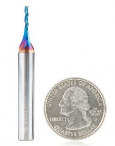 Amana Tool 46290-K CNC Spektra Extreme Tool Life Coated Spiral 2D/3D Carving 0.10 Deg Tapered Angle Flat Bottom x 1/16 D x 5/16 CH x 1/4 SHK x 2 Inch Long x 3 Flute SC Up-Cut Router Bit