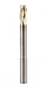 Amana Tool 46591 Extra Long CNC 2D and 3D Carving Flat Bottom x 0.10 Deg x 3/8 D x 3/4 CH x 3/8 SHK x 4 Inch Long x 3 Flute Solid Sub Micrograin Carbide ZrN Coated Reduced SHK Router Bit