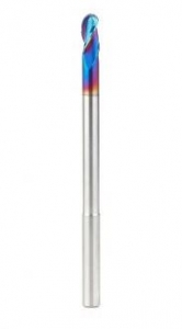 Amana Tool 46490-K Extra Long CNC Spektra Extreme Tool Life Coated 2D/3D Carving Tapered Ball Nose 0.10 Deg Angle x 1/4 Dia x 1/8 Radius x 1/2 CH x 1/4 SHK x 4 Inch Long x 3 Flute SC Reduced Shank Router Bit