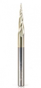 Amana Tool 46470 Metric CNC 2D and 3D Carving 6.2 Deg Tapered Angle Ball Nose x 0.8 D x 0.40 R x 25 CH x 6 SHK x 75mm Long x 3 Flute SC ZrN Coated Router Bit