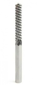 Amana Tool 48014 Medium Burr with End Mill Point 1/4 D x 1-1/2 CH x 1/4 SHK x 3 Inch Long SC Fiberglass and Composite Cutting Router Bit