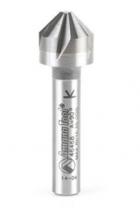 Amana Tool #46468 Solid Carbide 90 Degree Angle x 1/2 D x 5mm CH x 1/4 SHK x 1-9/16 Inch Long, 5 Flute Countersink Router Bit