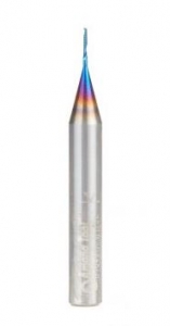 Amana Tool 51649-K Spektra Coated SC Spiral 'O' Single Flute, Plastic Cutting 1/32 D x 3/16 CH x 1/4 SHK x 2 Inch Long Up-Cut CNC Router Bit with Mirror Finish