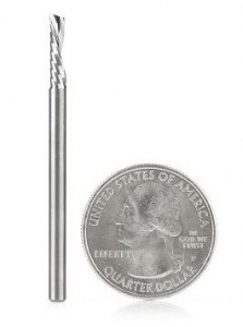 Amana Tool 51510 SC Spiral 'O' Single Flute, Plastic Cutting 1/8 D x 1/2 CH x 1/8 SHK x 2 Inch Long Down-Cut CNC Router Bit with Mirror Finish