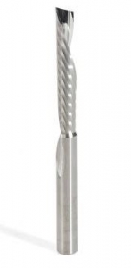 Amana Tool 51513 SC Spiral 'O' Single Flute, Plastic Cutting 1/4 D x 1-1/2 CH x 1/4 SHK x 3 Inch Long Down-Cut CNC Router Bit with Mirror Finish