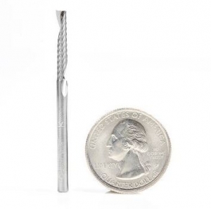 Amana Tool 51437 SC CNC Spiral 'O' Single Flute, Plastic Cutting 1/8 D x 3/4 CH x 1/8 SHK x 2 Inch Long Up-Cut Router Bit with Mirror Finish