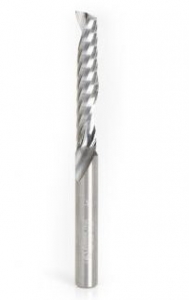 Amana Tool 51413 SC Spiral 'O' Single Flute, Plastic Cutting 1/4 D x 1-1/2 CH x 1/4 SHK x 3 Inch Long Up-Cut CNC Router Bit with Mirror Finish
