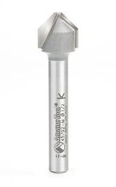 Amana Tool 45792-M V-Groove 90 Deg. Folding for Aluminum Composite Material (ACM) Panels Like Alucobond, Dibond, 0.090 Tip Cut Width x 3/8 CH x 1/2 D x 6mm SHK Carbide Tipped Router Bit