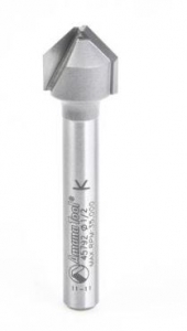 Amana Tool 45792 V-Groove 90 Deg. Folding for Aluminum Composite Material (ACM) Panels Like Alucobond, Dibond, 0.090 Tip Cut Width x 3/8 CH x 1/2 D x 1/4 Inch SHK Carbide Tipped Router Bit