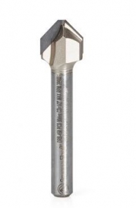 Amana Tool DRB-450 Polycrystalline Diamond (PCD) Tipped Double Edge Folding V-Groove 90 Deg. x 0.090 Tip Cut Width x 1/2 D x 3/8 CH x 1/4 SHK x 2 Inch Long Router Bit