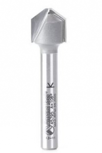 Amana Tool 45795 V-Groove 108 Deg. Folding for Aluminum Composite Material (ACM) Panels Like Alucobond, Dibond, 0.090 Tip Cut Width x 3/8 CH x 1/2 D x 1/4 Inch SHK Carbide Tipped Router Bit