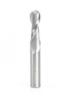 Amana Tool 46457 Solid Carbide Up-Cut Spiral Ball Nose 5 Radius x 10 Dia x 29 Cut Height x 10 Shank x 75mm Long x 2 Flute Metric Router Bit with High Mirror Finish