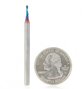 Amana Tool 51515-K Spektra Coated SC Spiral 'O' Single Flute, Plastic Cutting 1/16 D x 1/4 CH x 1/8 SHK x 2 Inch Long Down-Cut CNC Router Bit with Mirror Finish