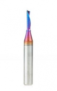 Amana Tool 51511-K Spektra Coated SC Spiral 'O' Single Flute, Plastic Cutting 1/8 D x 1/2 CH x 1/4 SHK x 2 Inch Long Down-Cut CNC Router Bit with Mirror Finish