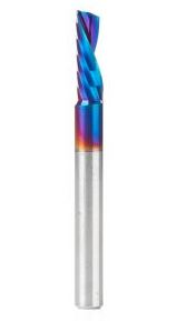 Amana Tool 51524-K Spektra Coated SC Spiral 'O' Single Flute, Plastic Cutting 1/4 D x 3/4 CH x 1/4 SHK x 2-1/2 Inch Long Down-Cut CNC Router Bit with Mirror Finish