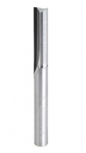 Amana Tool 43608 Solid Carbide Double 'O' Flute, Plastic Cutting 1/4 D x 1 Inch CH x 1/4 SHK x 2-1/2 Inch Long Router Bit