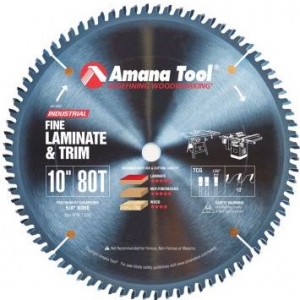 Amana Tool 610801C Electro-Blue Carbide Tipped Fine Cut-Off and Crosscut 10 Inch D x 80T TCG, 10 Deg, 5/8 Bore, Non-Stick Coated Circular Saw Blade