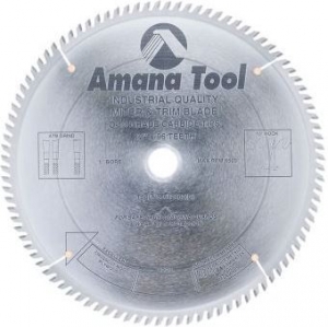 Amana Tool 612960 Carbide Tipped Trim 12 Inch D x 96T ATB, 10 Deg, 1 Inch Bore, Circular Saw Blade