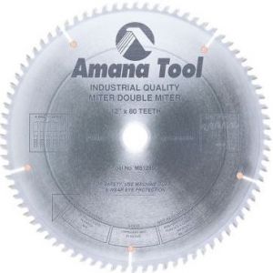 Amana Tool MS12800 Carbide Tipped Miter 12 Inch D x 80T 4+1 ATB, -2 Deg, 1 Inch Bore, Circular Saw Blade