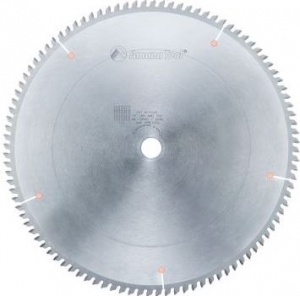 Amana Tool MS15100 Carbide Tipped Miter 15 Inch D x 100T 4+1 ATB, -2 Deg, 1 Inch Bore, Circular Saw Blade